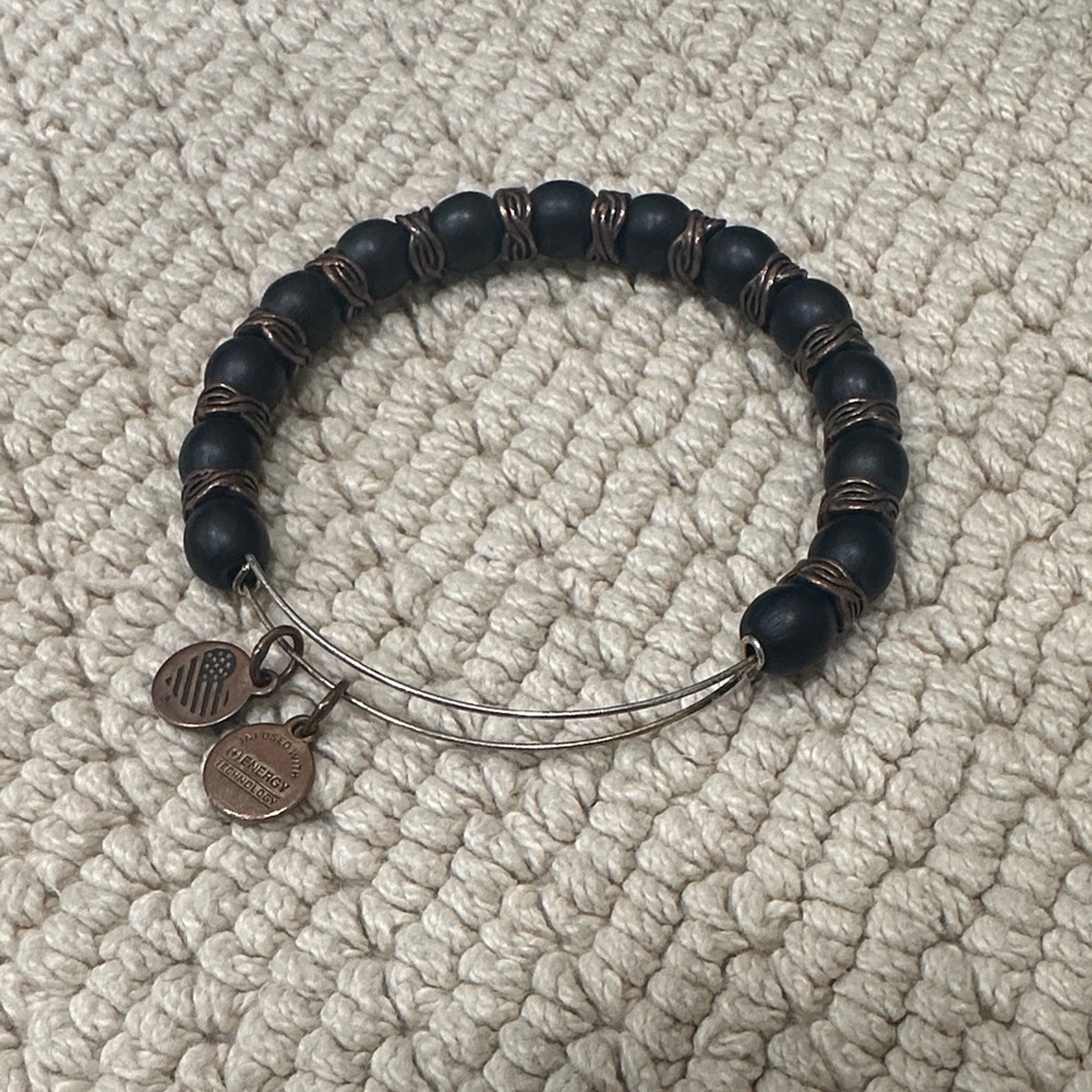❤️ 5/$25 Alex and Ani Black Beaded Bracelet with Copper Accents